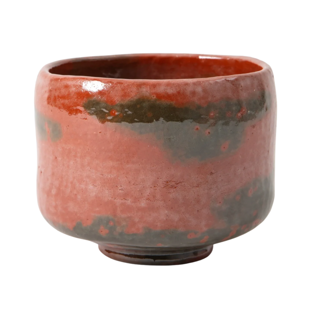 Sonyu Hanaikada Style Red Raku Matcha Bowl